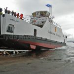 Hallaig hits the water for the first time (Roy Paterson)