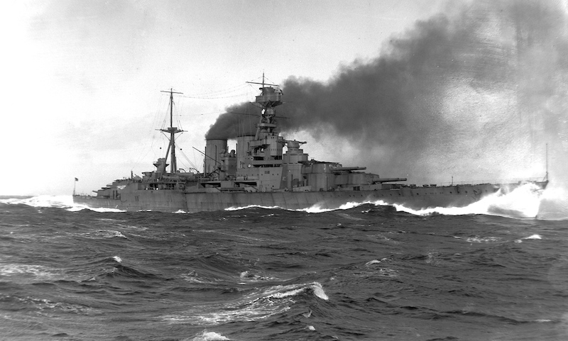 One of the most famous ships to undergo trials on the Clyde was HMS Hood, pictured on the Skelmorlie Mile in 1920 -- copyright photo University of Glasgow Archive Services, Adamson & Robertson Collection, GB 248 DC 101/2606, reproduced with permission