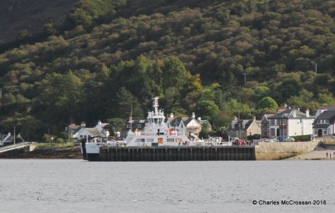 The disabled Catriona at Lochranza, pictured from Balmoral