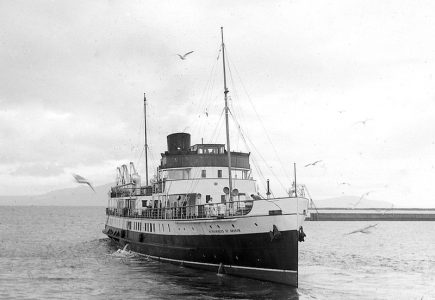 Bowing out of Ardrossan, stern-first, on 2 September 1957 before being laid up and sold 